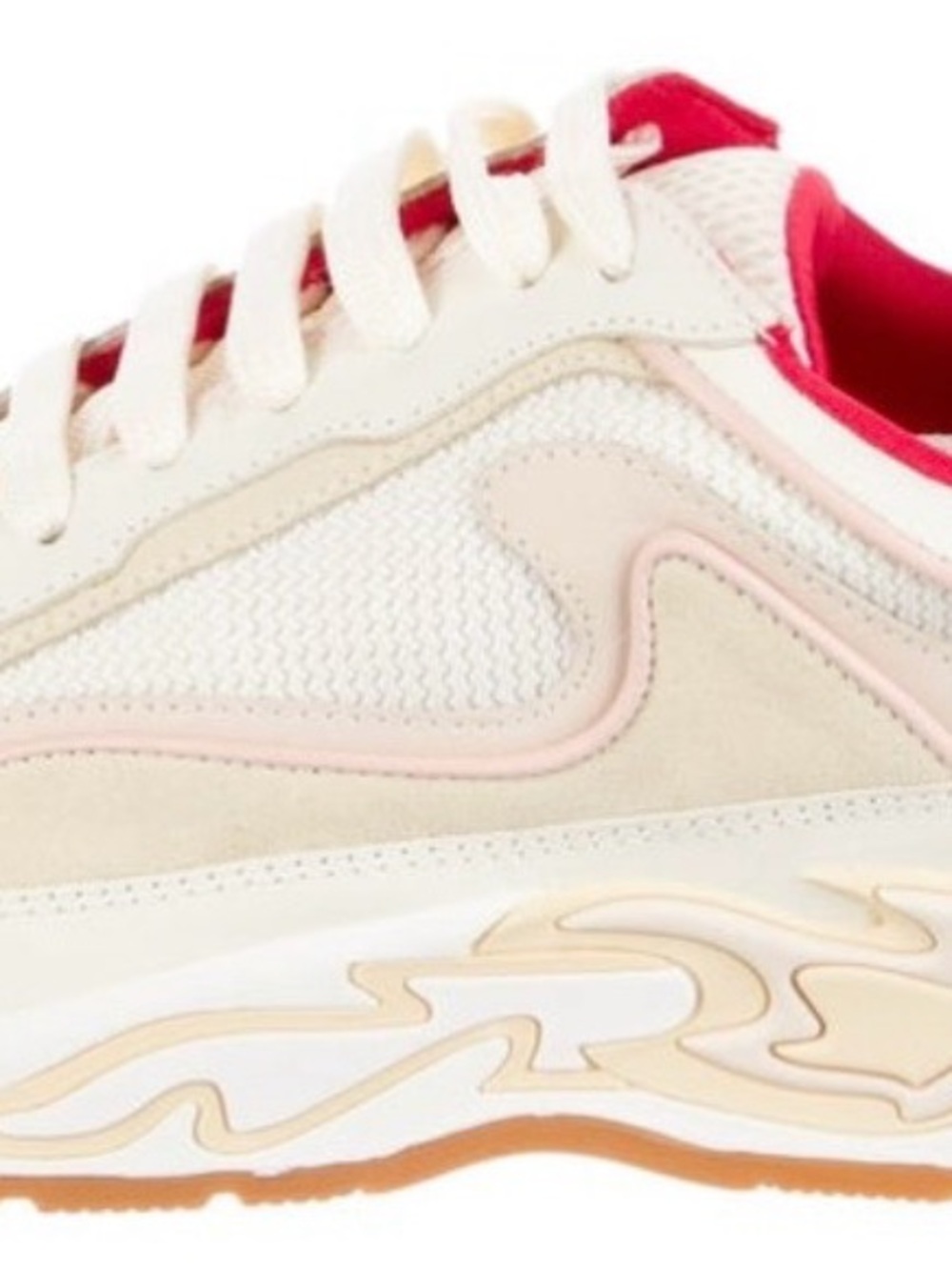 Sandro Flame White Sneakers with Red Lining and Yellow Pull Tab - Picture 12 of 15